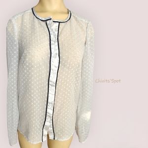 Qmack White/gray/black Chiffon see-through blouse XS